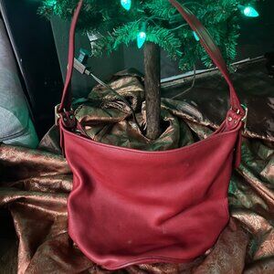 Coach Vtg Red Leather Bucket Bag